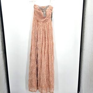 Trixxi Boho Blush rosette Croquette Blush pink maxi ball gown dress